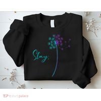 Wo Suicide Prevention Dandelion Teal and Purple Stay Semicolon Sweatshirt thumb 2