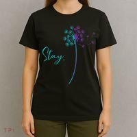 Wo Suicide Prevention Dandelion Teal and Purple Stay Semicolon T-Shirt thumb 4