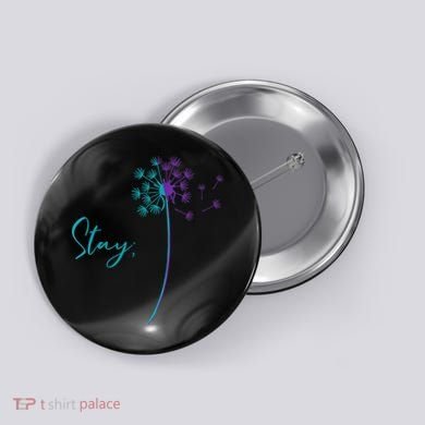 Wo Suicide Prevention Dandelion Teal and Purple Stay Semicolon Button