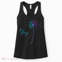 Wo Suicide Prevention Dandelion Teal and Purple Stay Semicolon Women's Tank Top thumb 0