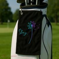 Wo Suicide Prevention Dandelion Teal and Purple Stay Semicolon Golf Towel thumb 2