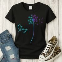 Wo Suicide Prevention Dandelion Teal and Purple Stay Semicolon Women's T-Shirt thumb 3