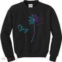 Wo Suicide Prevention Dandelion Teal and Purple Stay Semicolon Kids Sweatshirt thumb 0