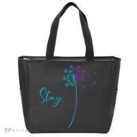 Wo Suicide Prevention Dandelion Teal and Purple Stay Semicolon Tote Bag thumb 0
