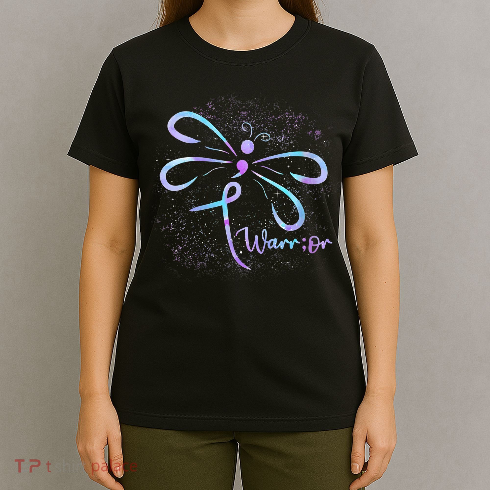 Wo Suicide Prevention Awareness Dragonfly Semicolon T-Shirt