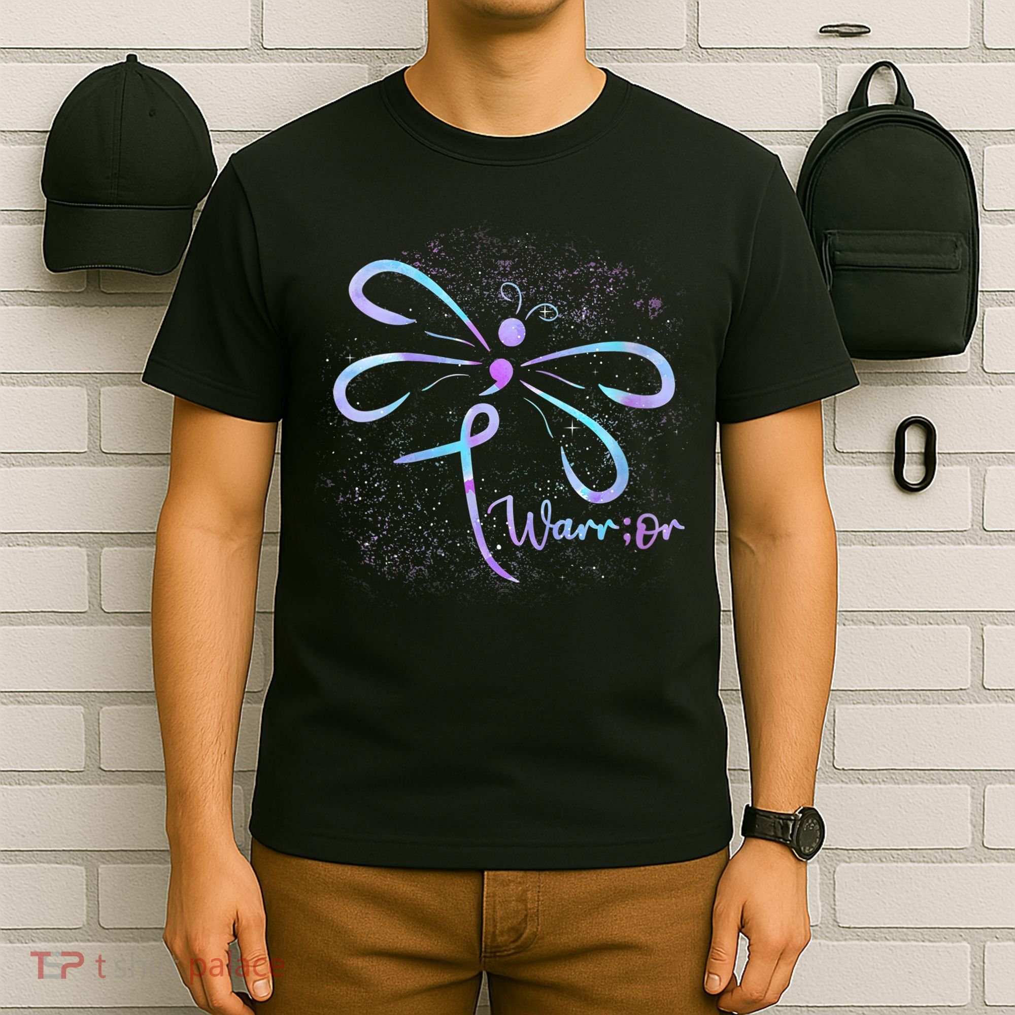 Wo Suicide Prevention Awareness Dragonfly Semicolon T-Shirt