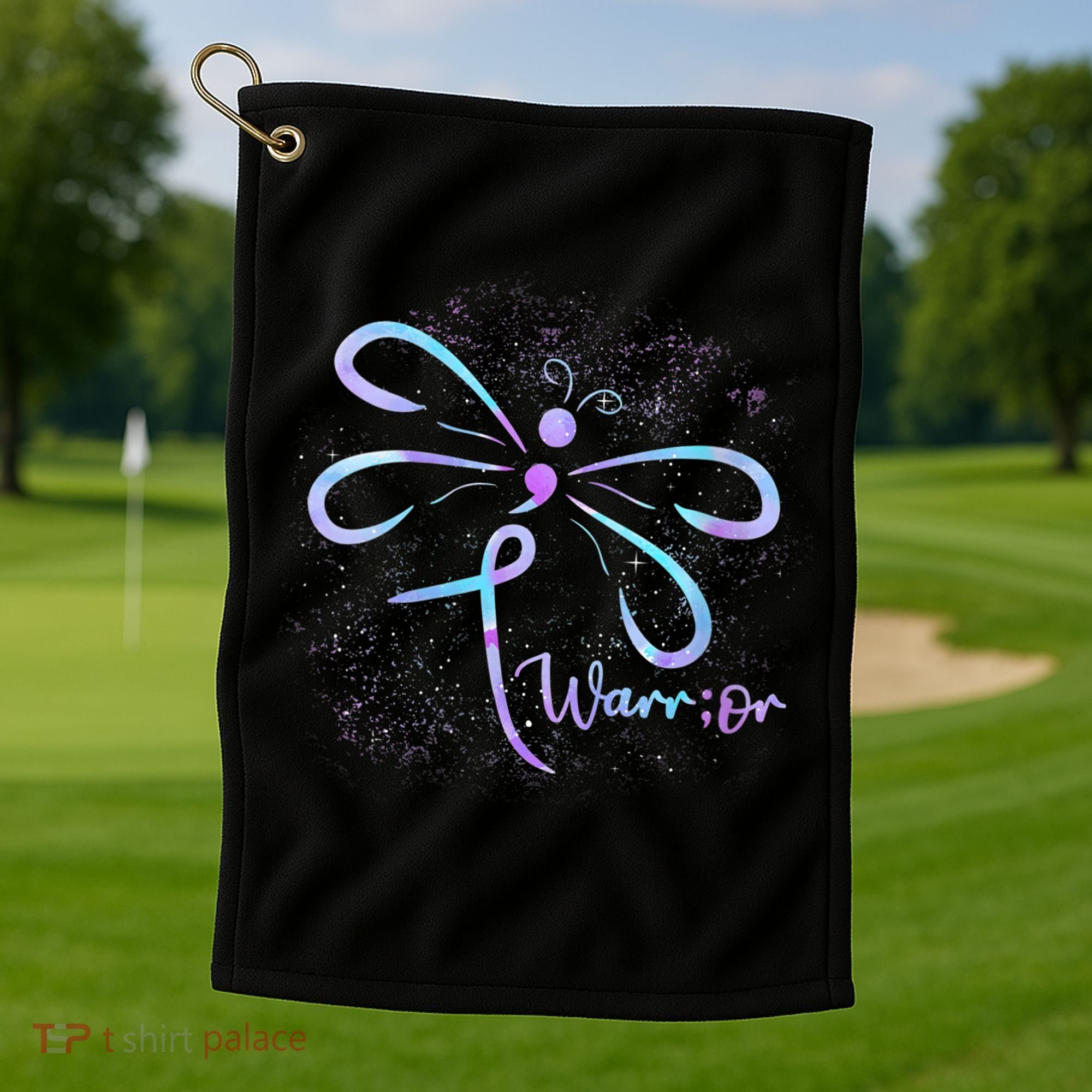Wo Suicide Prevention Awareness Dragonfly Semicolon Golf Towel