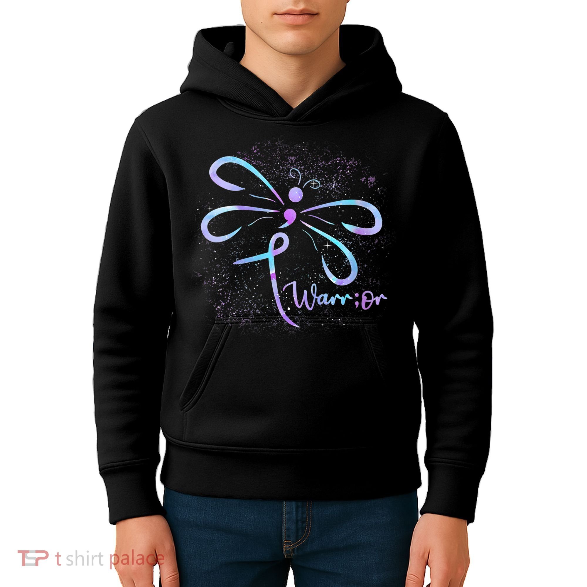 Wo Suicide Prevention Awareness Dragonfly Semicolon Kids Hoodie
