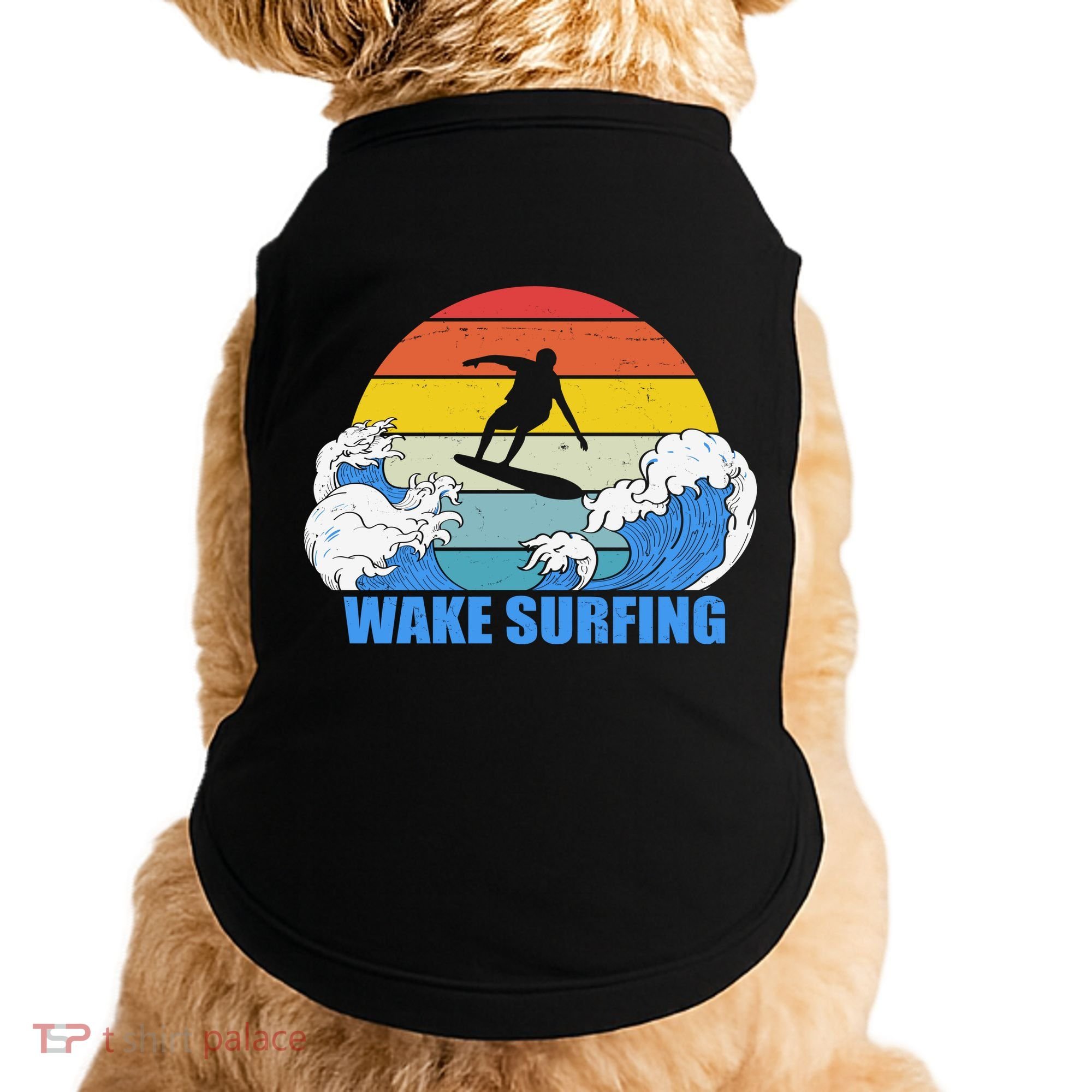 Wake Surfing Retro Sunset Doggie Tank