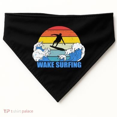 Wake Surfing Retro Sunset USA-Made Doggie Bandana