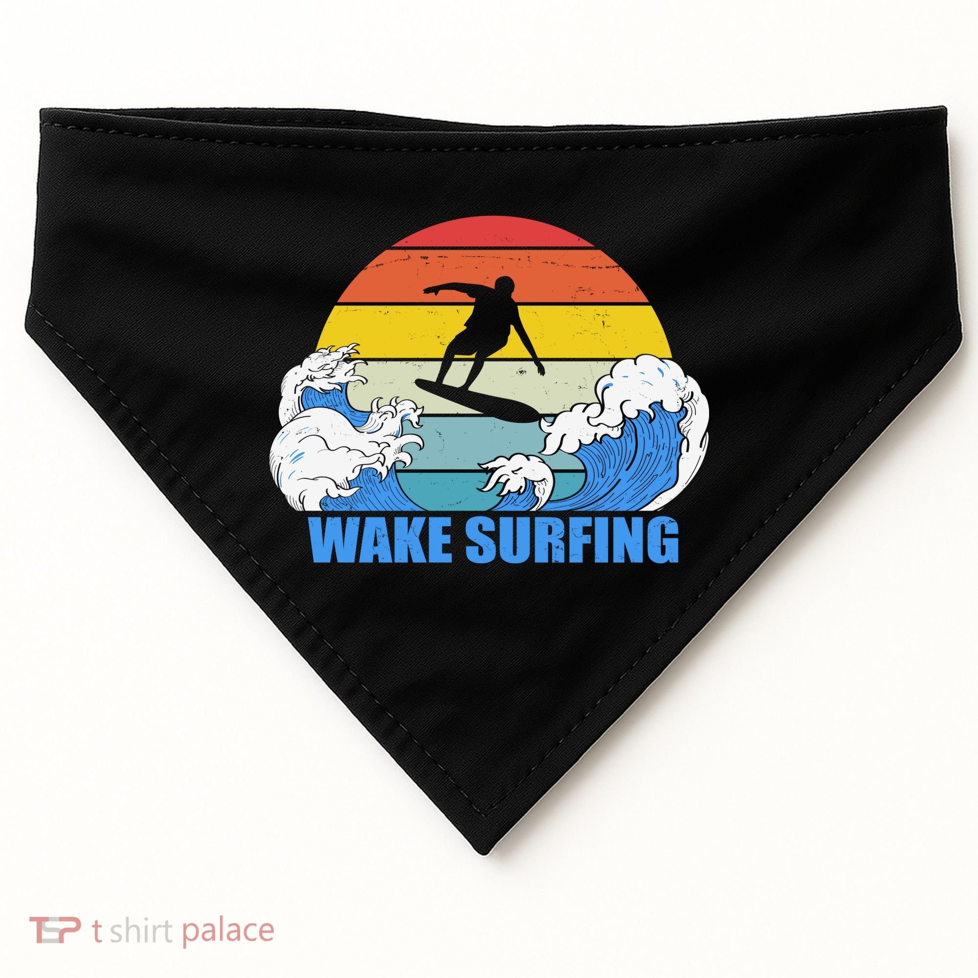 Wake Surfing Retro Sunset USA-Made Doggie Bandana