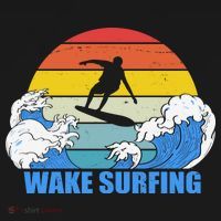 Wake Surfing Retro Sunset USA-Made Doggie Bandana thumb 2