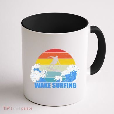 Wake Surfing Retro Sunset Coffee Mug back