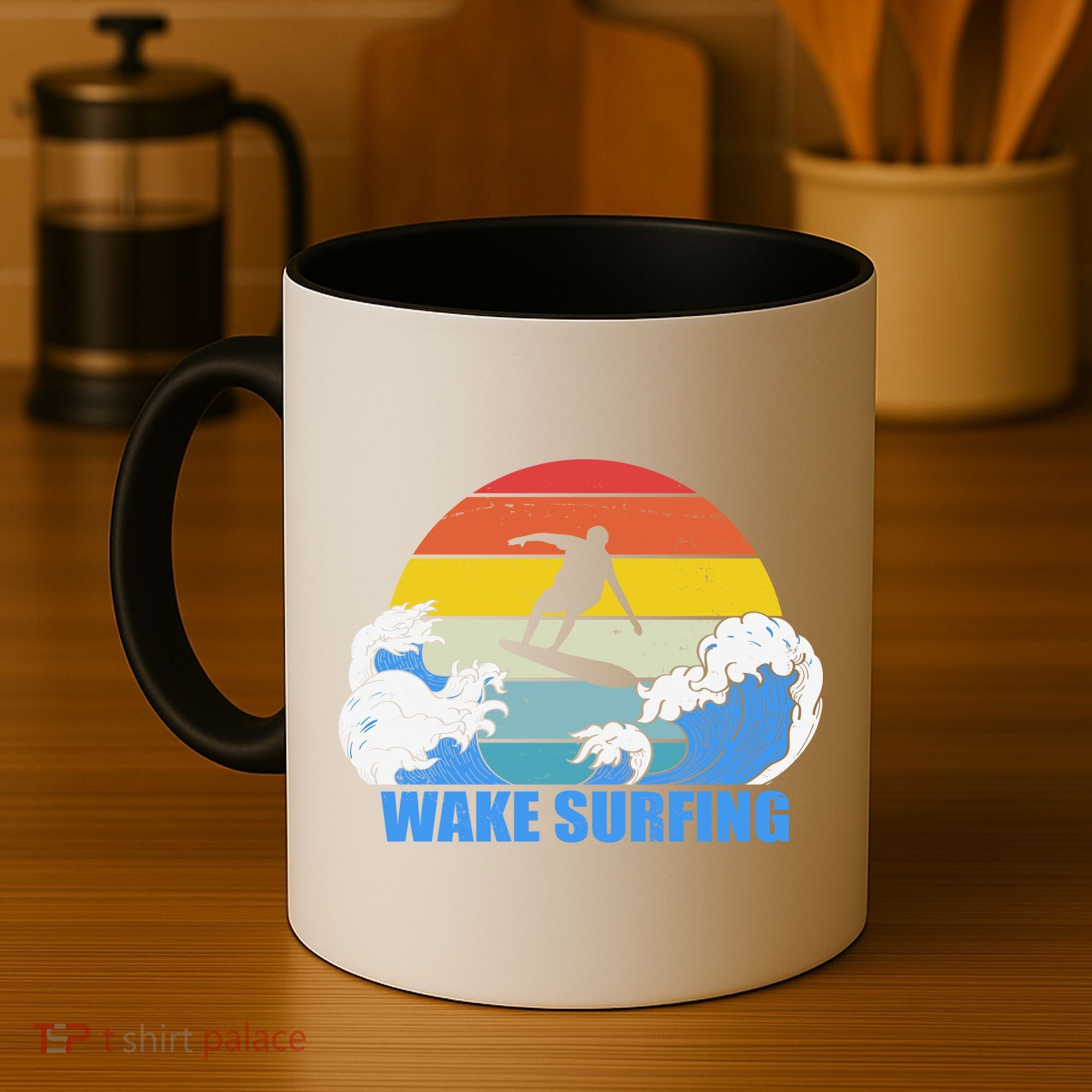 Wake Surfing Retro Sunset Coffee Mug