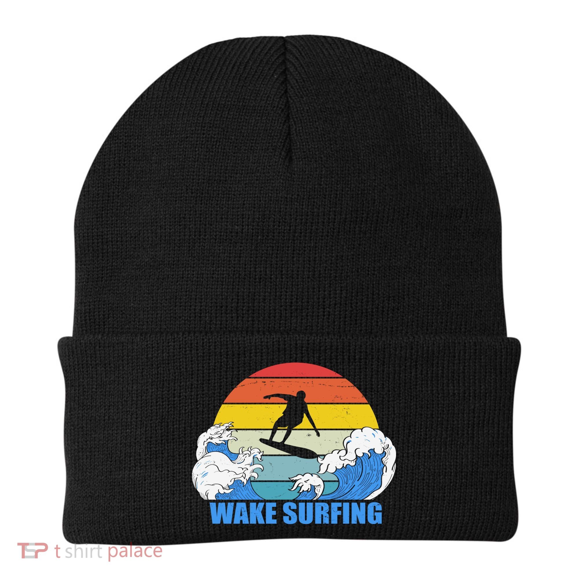 Wake Surfing Retro Sunset Beanie