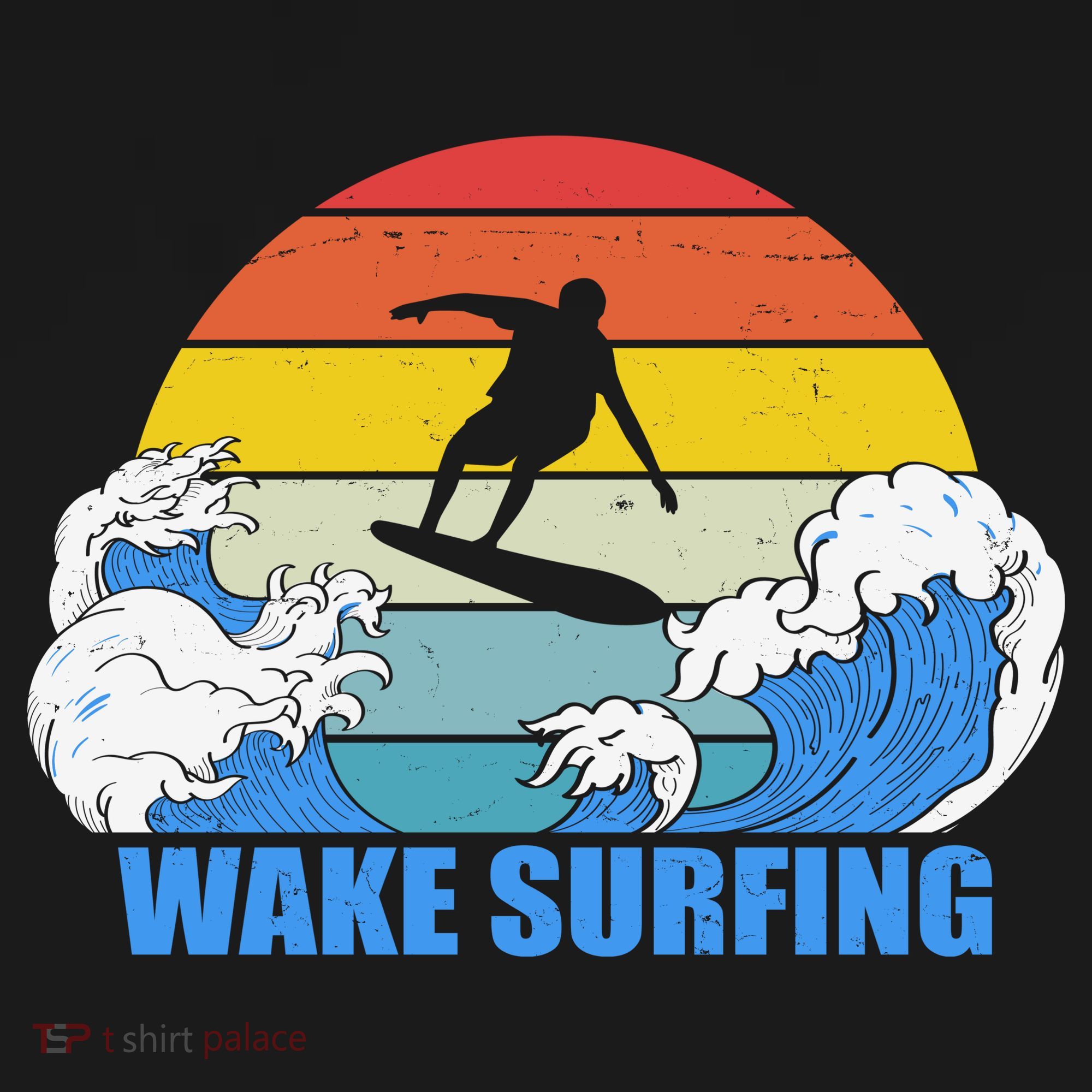 Wake Surfing Retro Sunset Polo