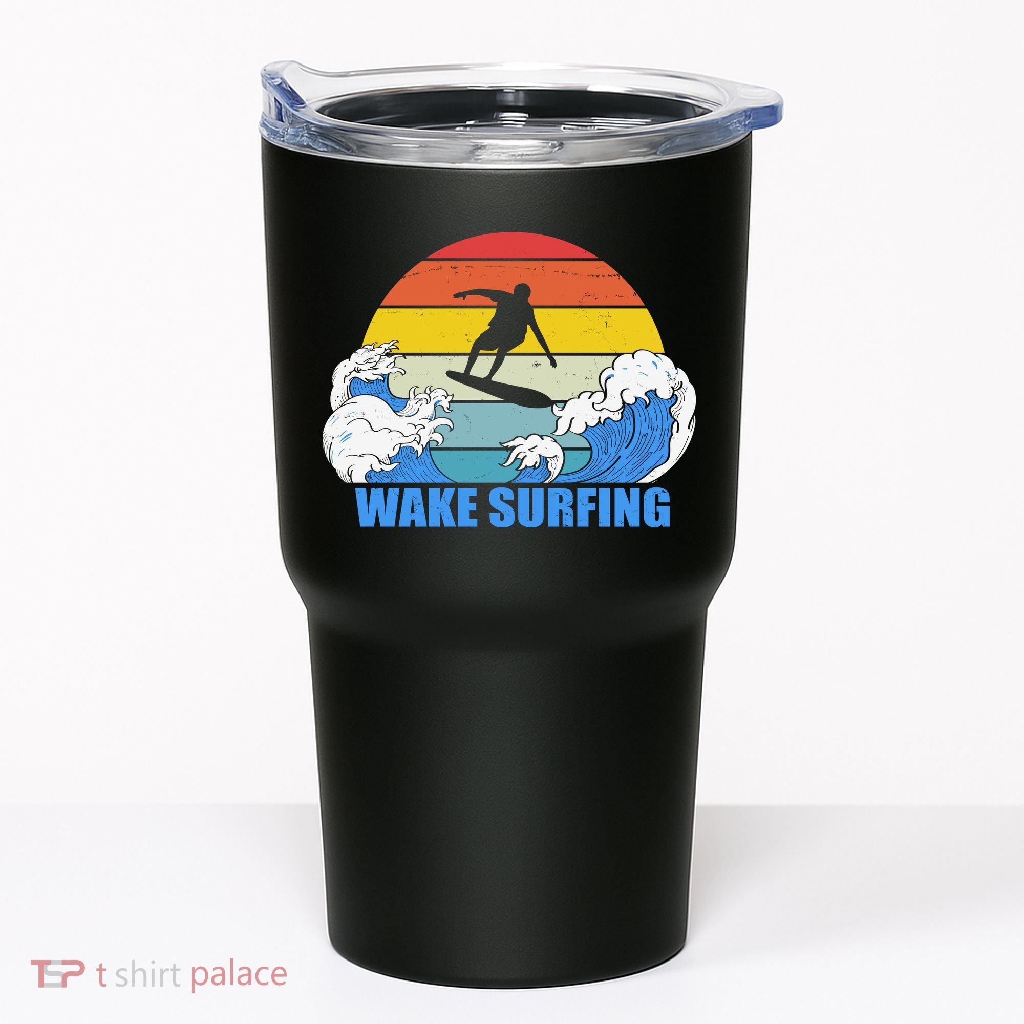Wake Surfing Retro Sunset Tumbler
