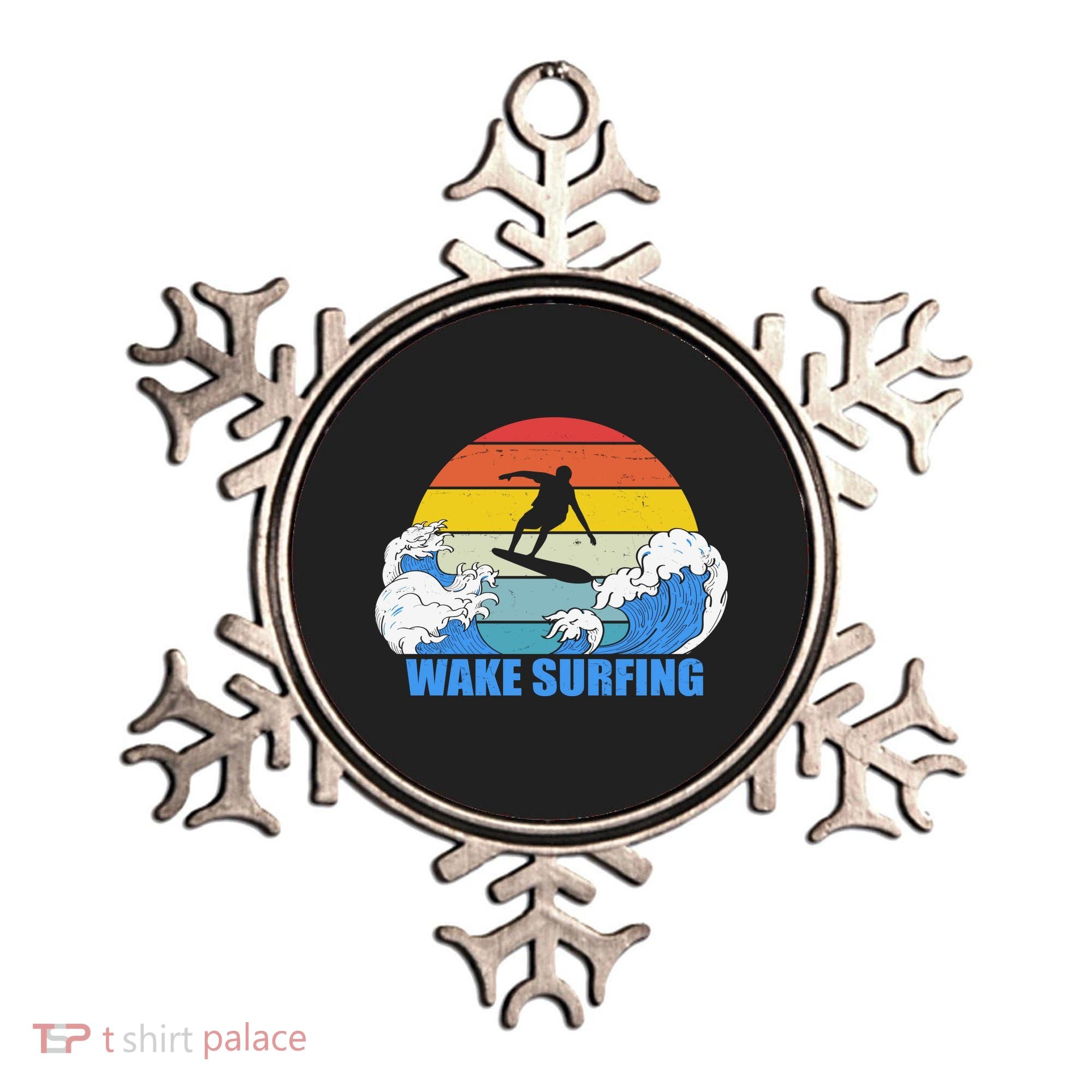 Wake Surfing Retro Sunset Ornament