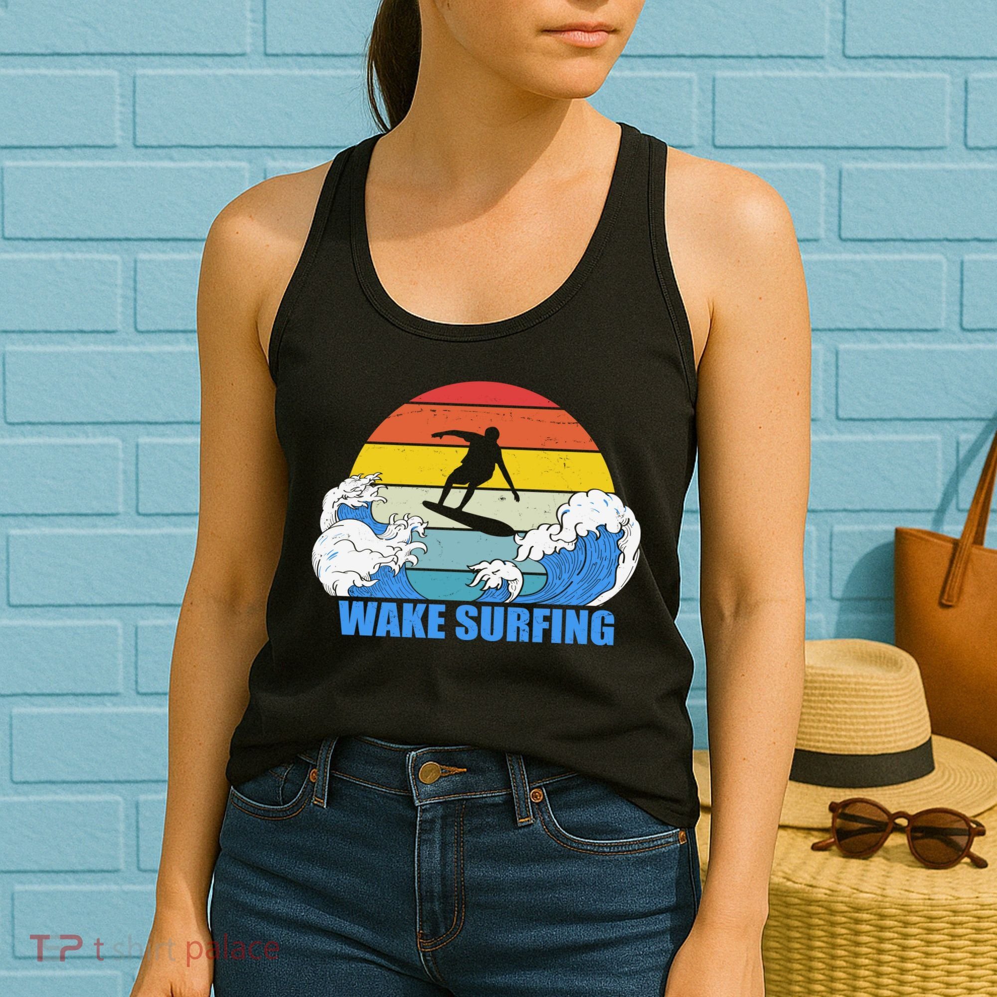 Wake Surfing Retro Sunset Women's Tank Top