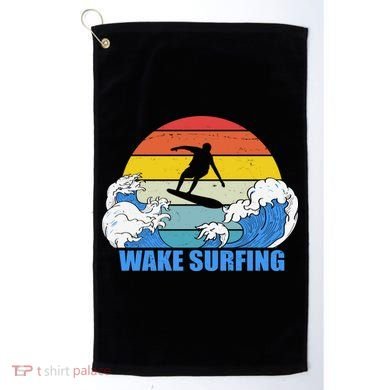 Wake Surfing Retro Sunset Golf Towel