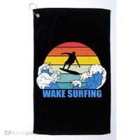 Wake Surfing Retro Sunset Golf Towel thumb 0
