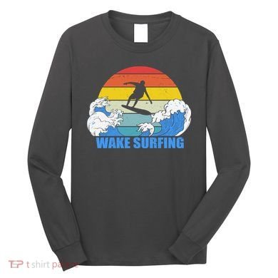 Wake Surfing Retro Sunset Long Sleeve Shirt
