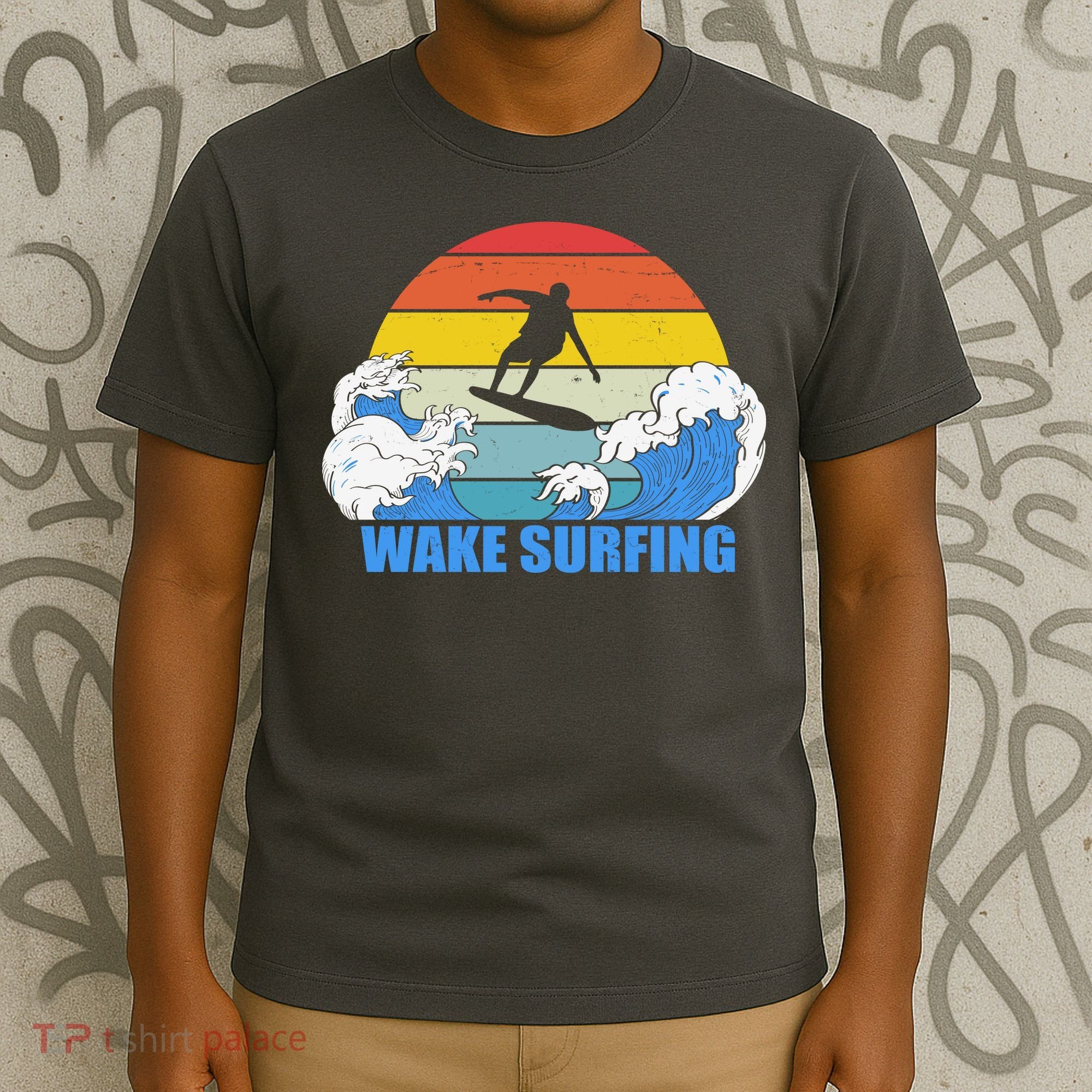 Wake Surfing Retro Sunset T-Shirt