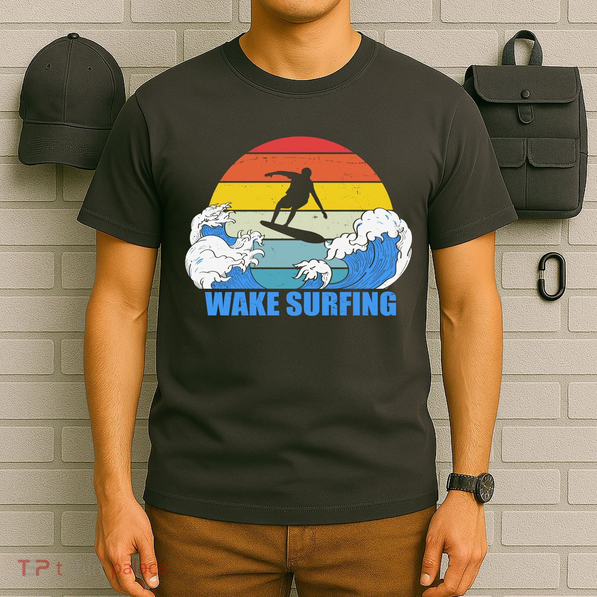 Wake Surfing Retro Sunset T-Shirt