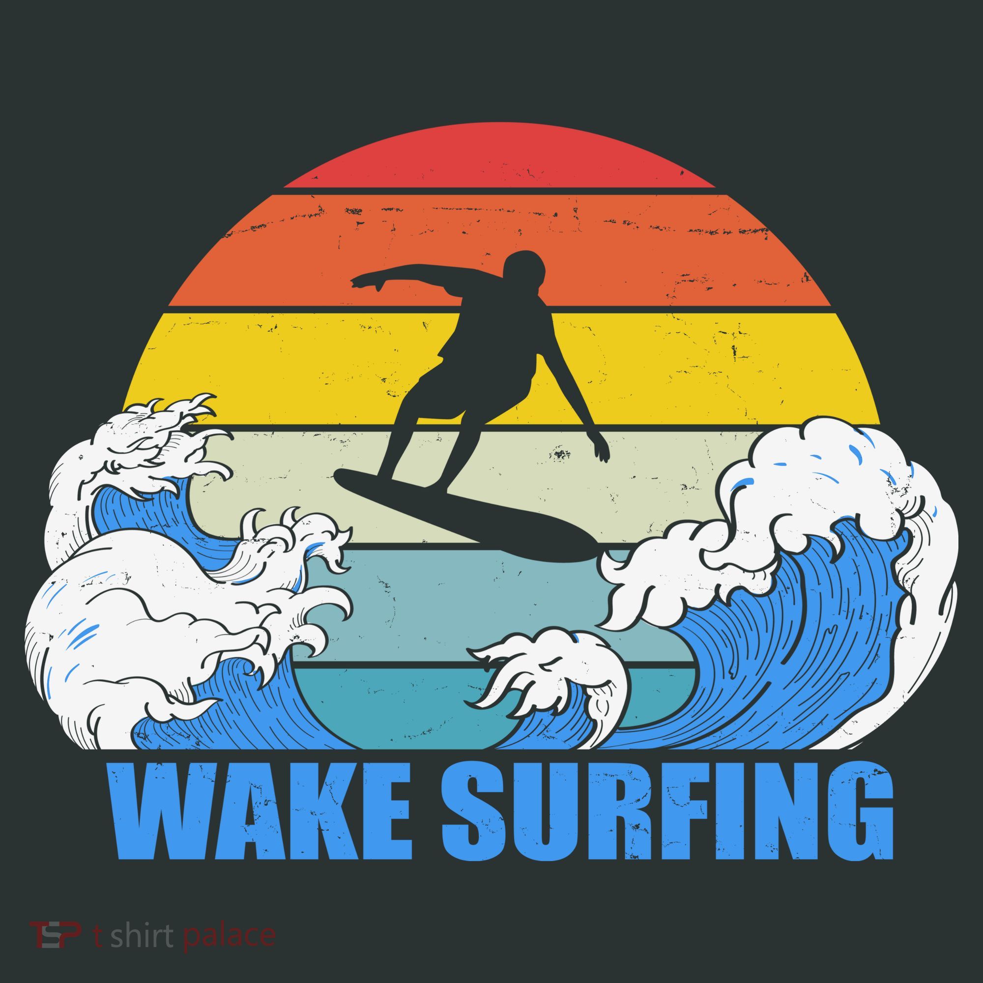 Wake Surfing Retro Sunset T-Shirt