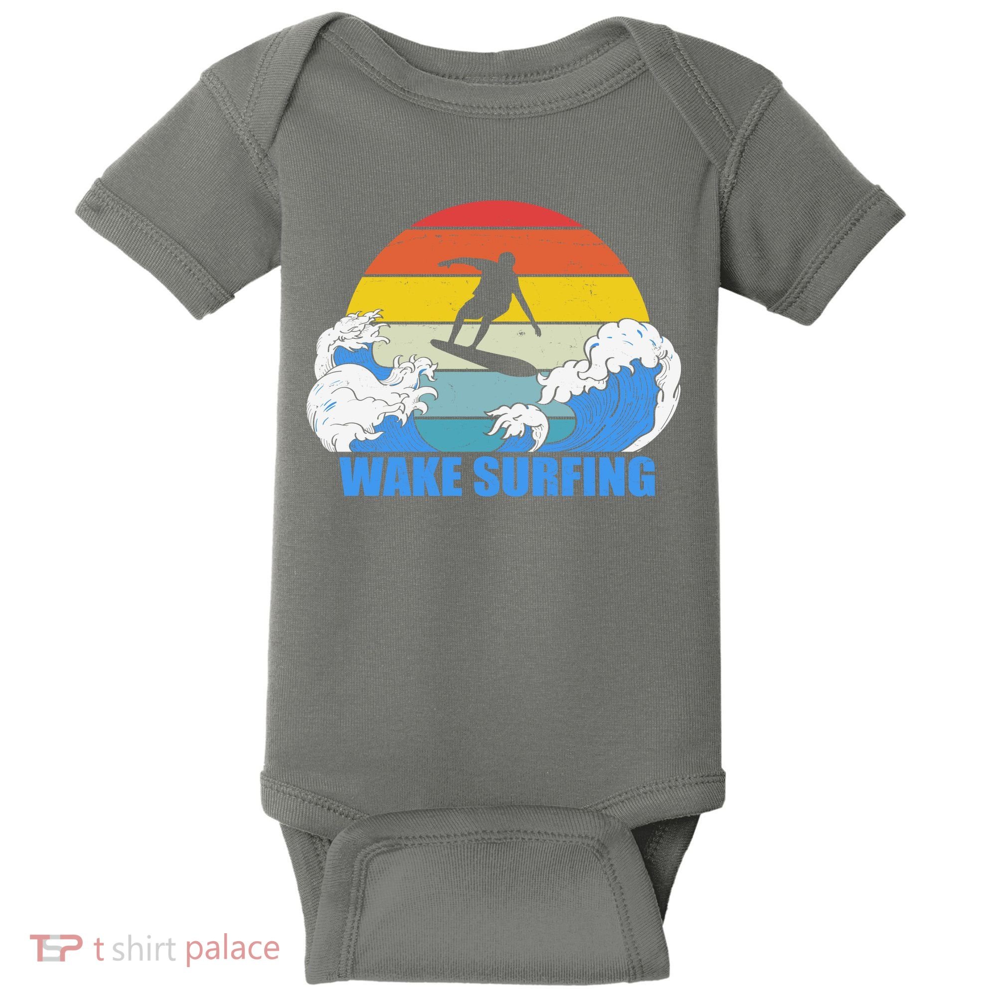 Wake Surfing Retro Sunset Baby Bodysuit