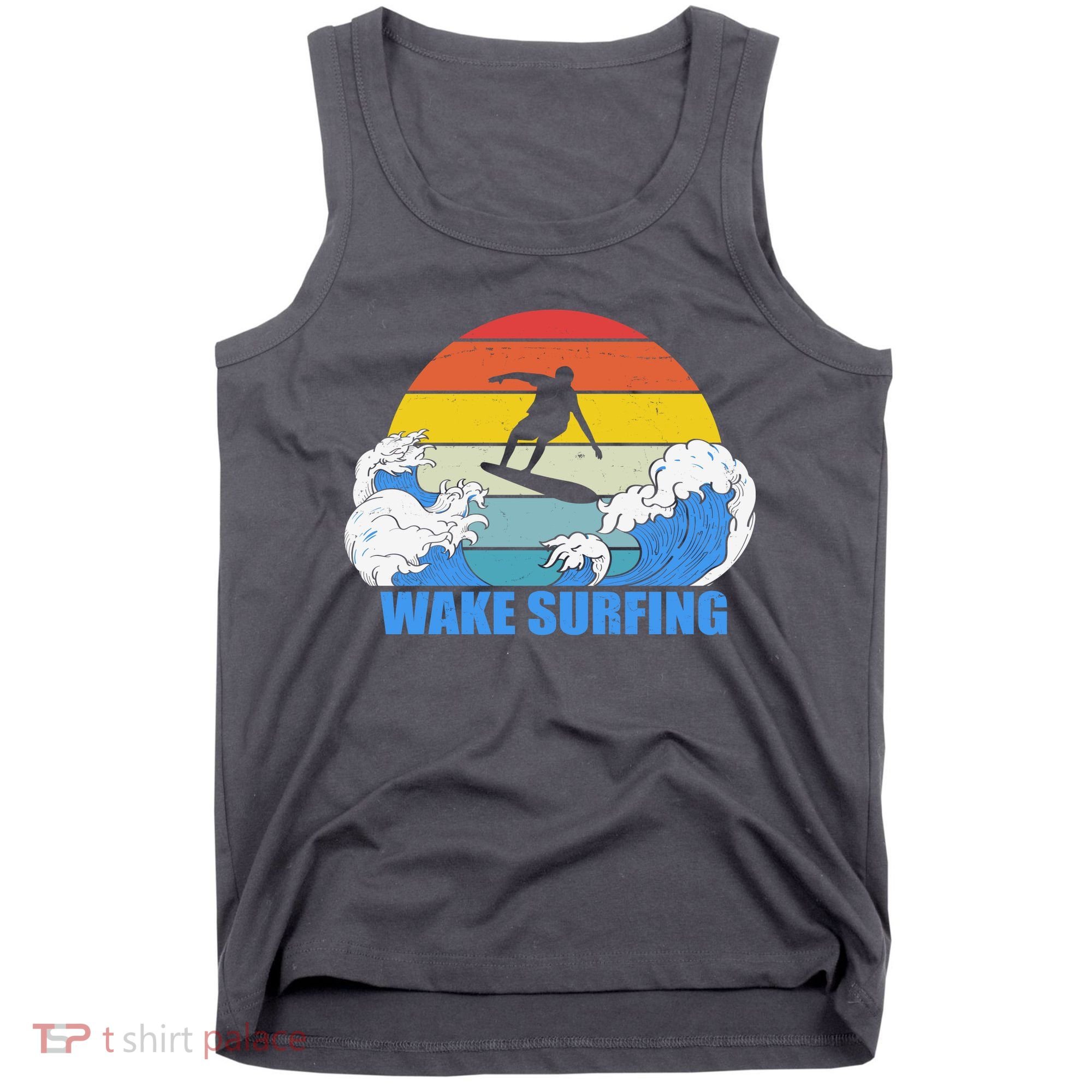 Wake Surfing Retro Sunset Tank Top