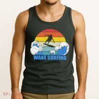 Wake Surfing Retro Sunset Tank Top thumb 3