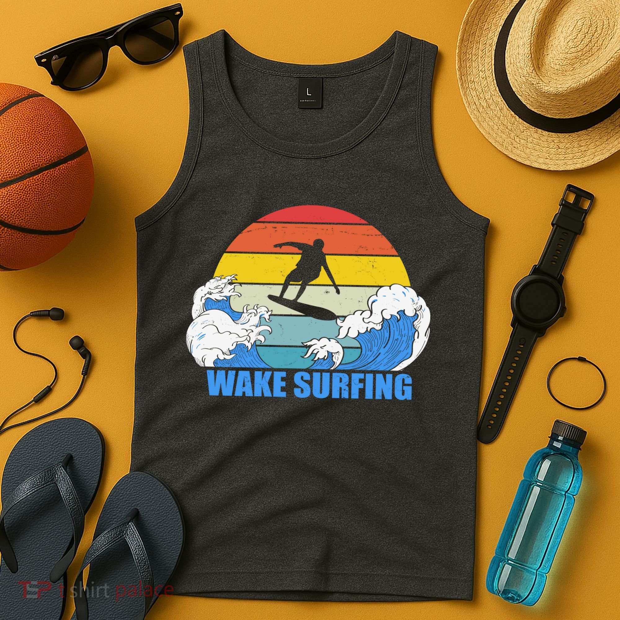Wake Surfing Retro Sunset Tank Top