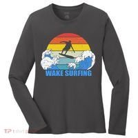 Wake Surfing Retro Sunset Women's Long Sleeve Shirt thumb 0