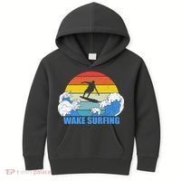 Wake Surfing Retro Sunset Kids Hoodie thumb 0