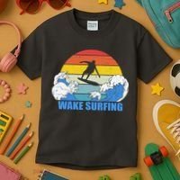 Wake Surfing Retro Sunset Kids T-Shirt thumb 3