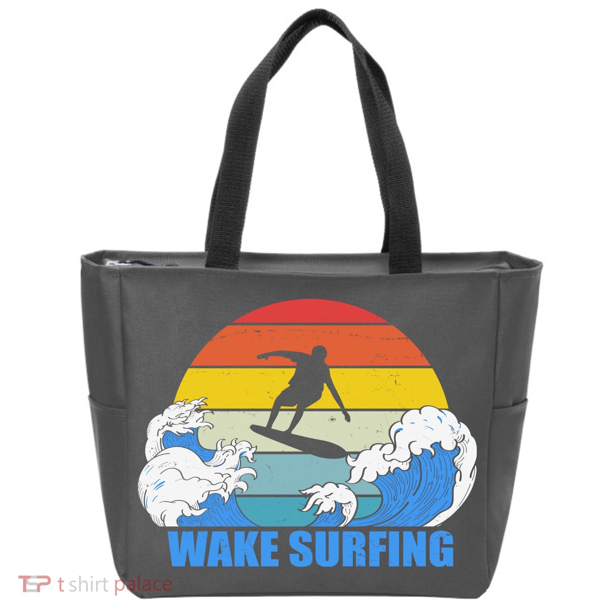 Wake Surfing Retro Sunset Tote Bag