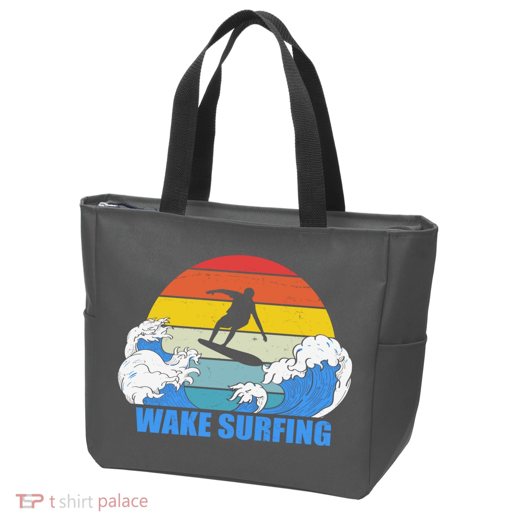 Wake Surfing Retro Sunset Tote Bag