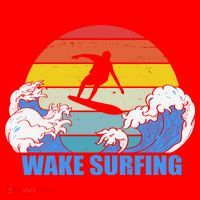 Wake Surfing Retro Sunset Santa Hat thumb 1