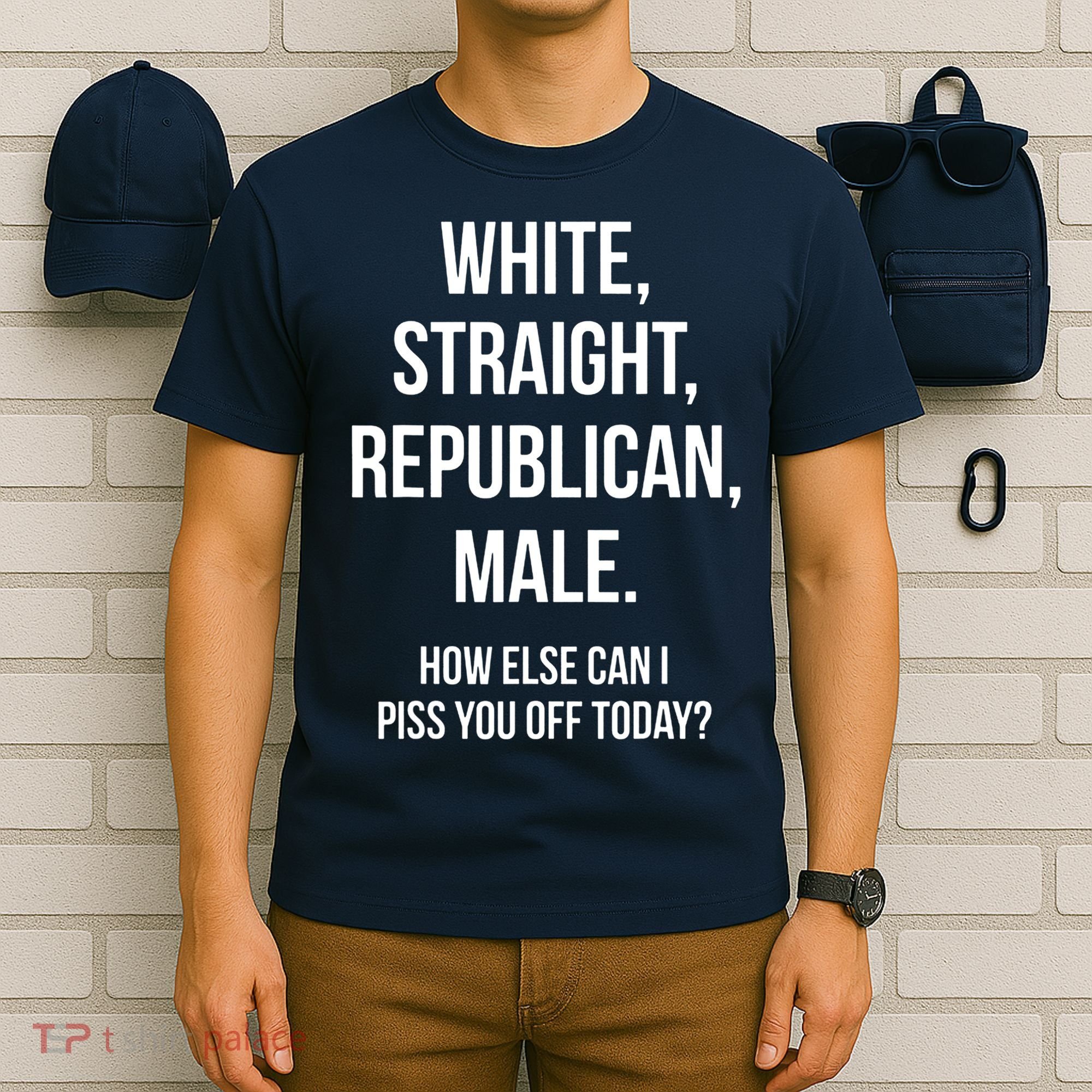 White, Straight, Republican, Male Funny Republican T-Shirt