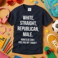 White, Straight, Republican, Male Funny Republican Kids T-Shirt thumb 3