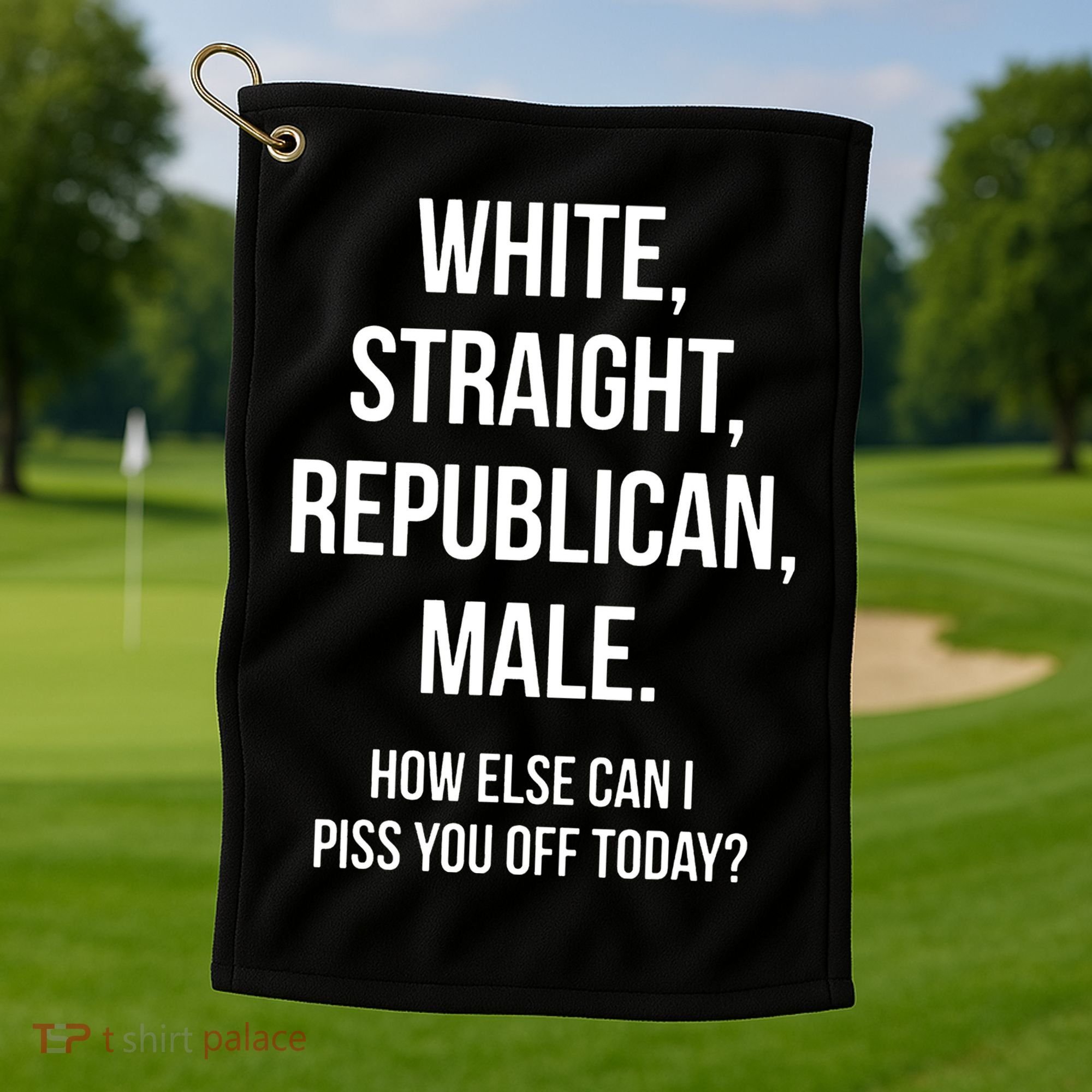 White Straight Republican Male Funny Republican Golf Towel