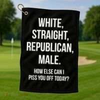 White, Straight, Republican, Male Funny Republican Golf Towel thumb 1