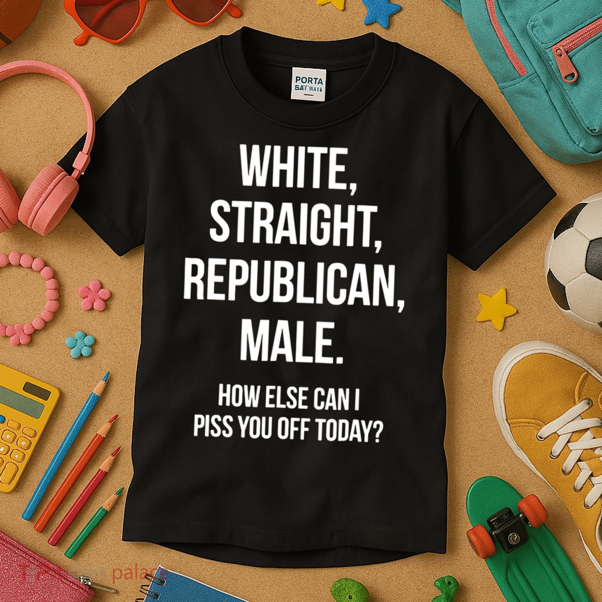 White, Straight, Republican, Male Funny Republican Kids T-Shirt