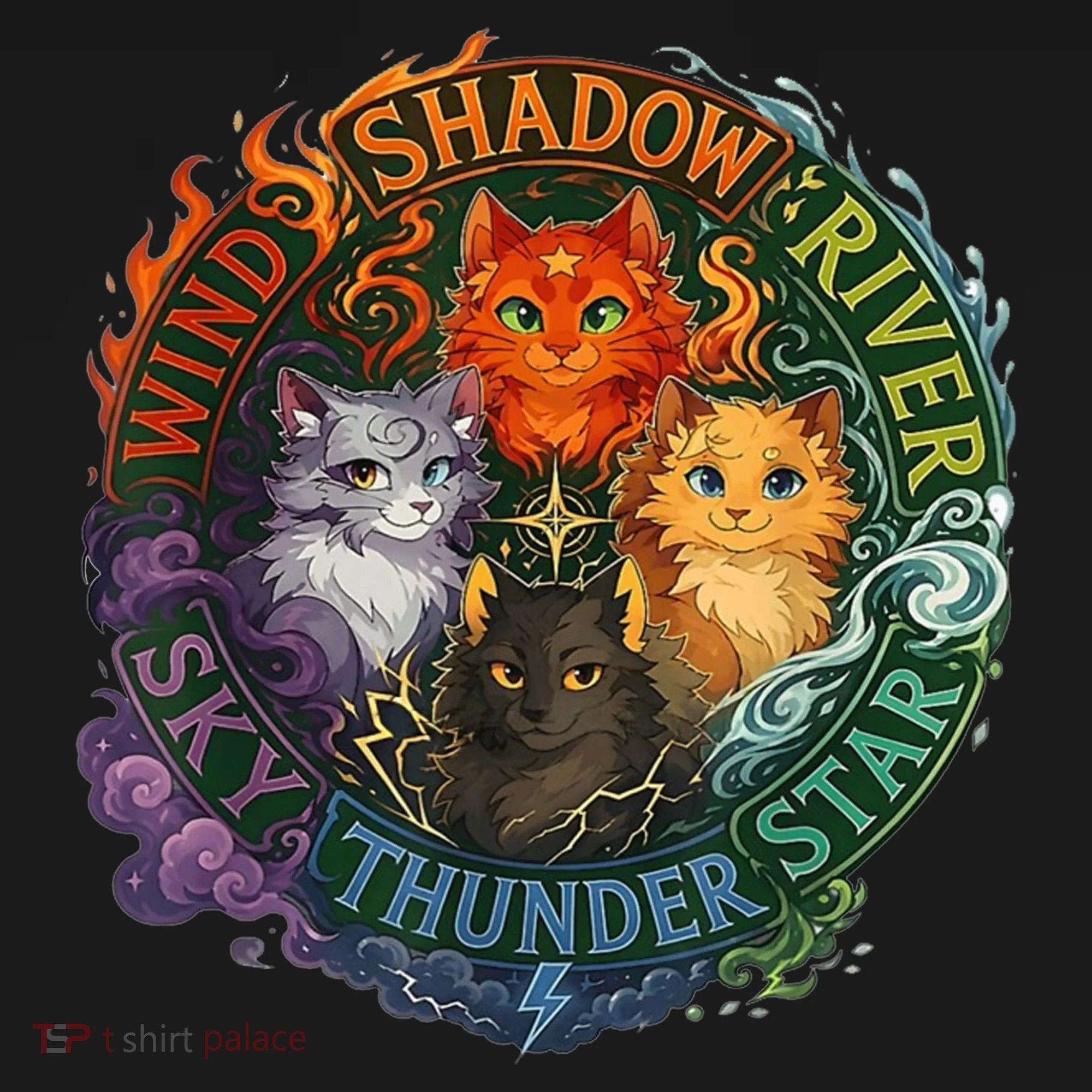 Wind Shadow River Star Thunder Sky Cat Feline Fire Doggie Tank