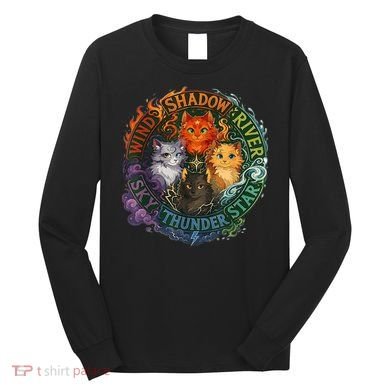 Wind Shadow River Star Thunder Sky Cat Feline Fire Long Sleeve Shirt