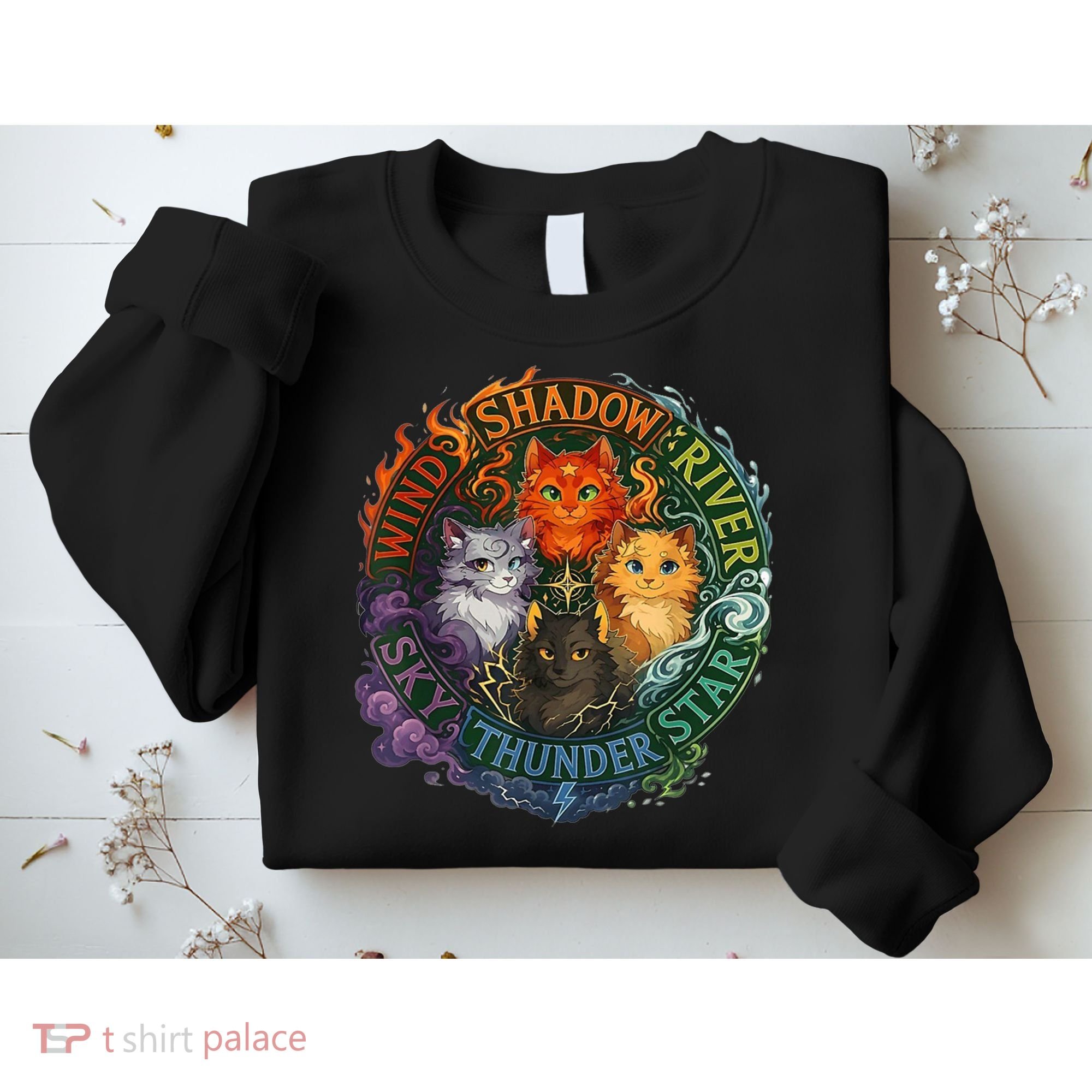 Wind Shadow River Star Thunder Sky Cat Feline Fire Sweatshirt