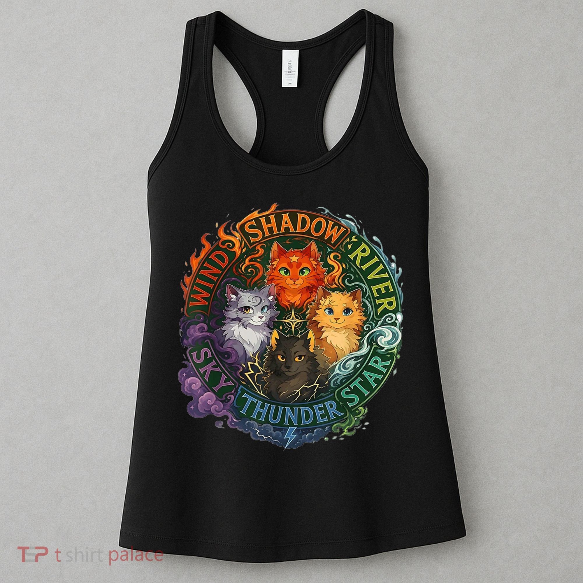 Wind Shadow River Star Thunder Sky Cat Feline Fire Women's Tank Top