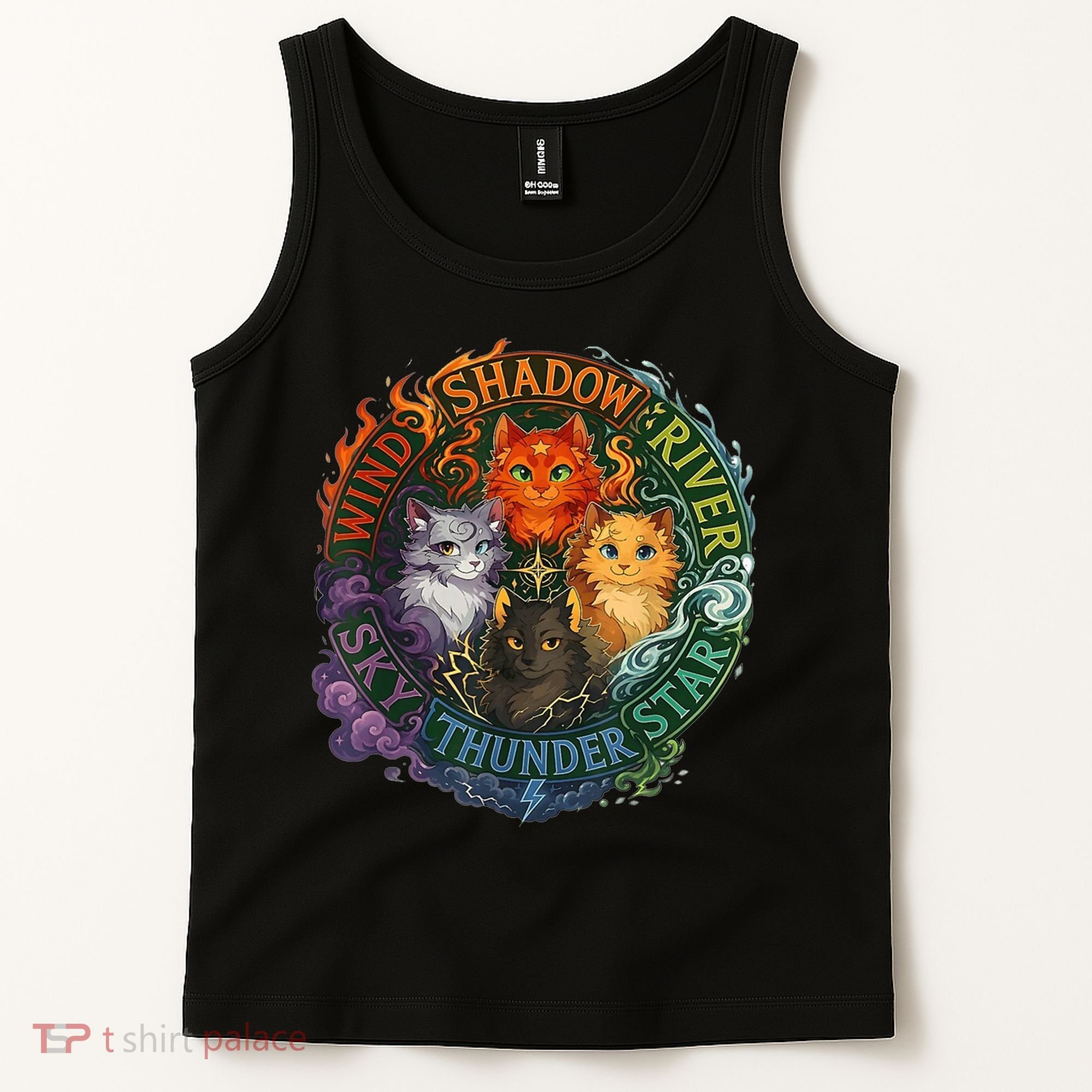 Wind Shadow River Star Thunder Sky Cat Feline Fire Tank Top
