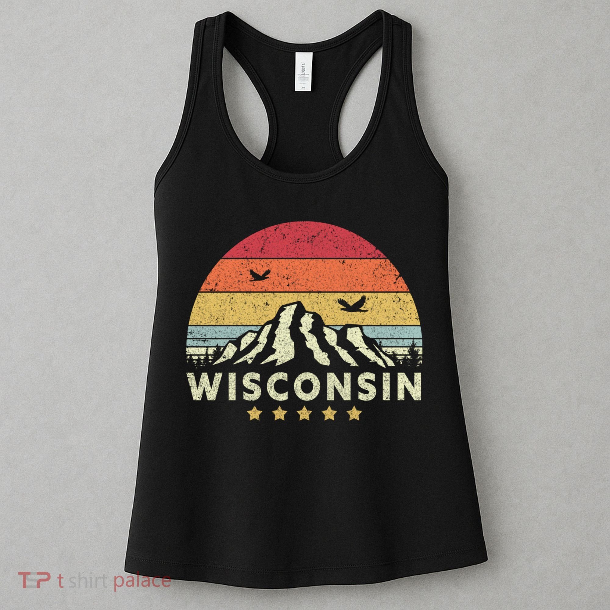 Wisconsin Shirt. Retro Style WI, USA Women's Tank Top